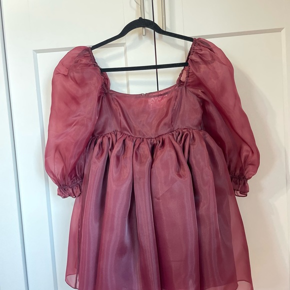 Silkie puff dress, size S, color bordeaux - Picture 6 of 11